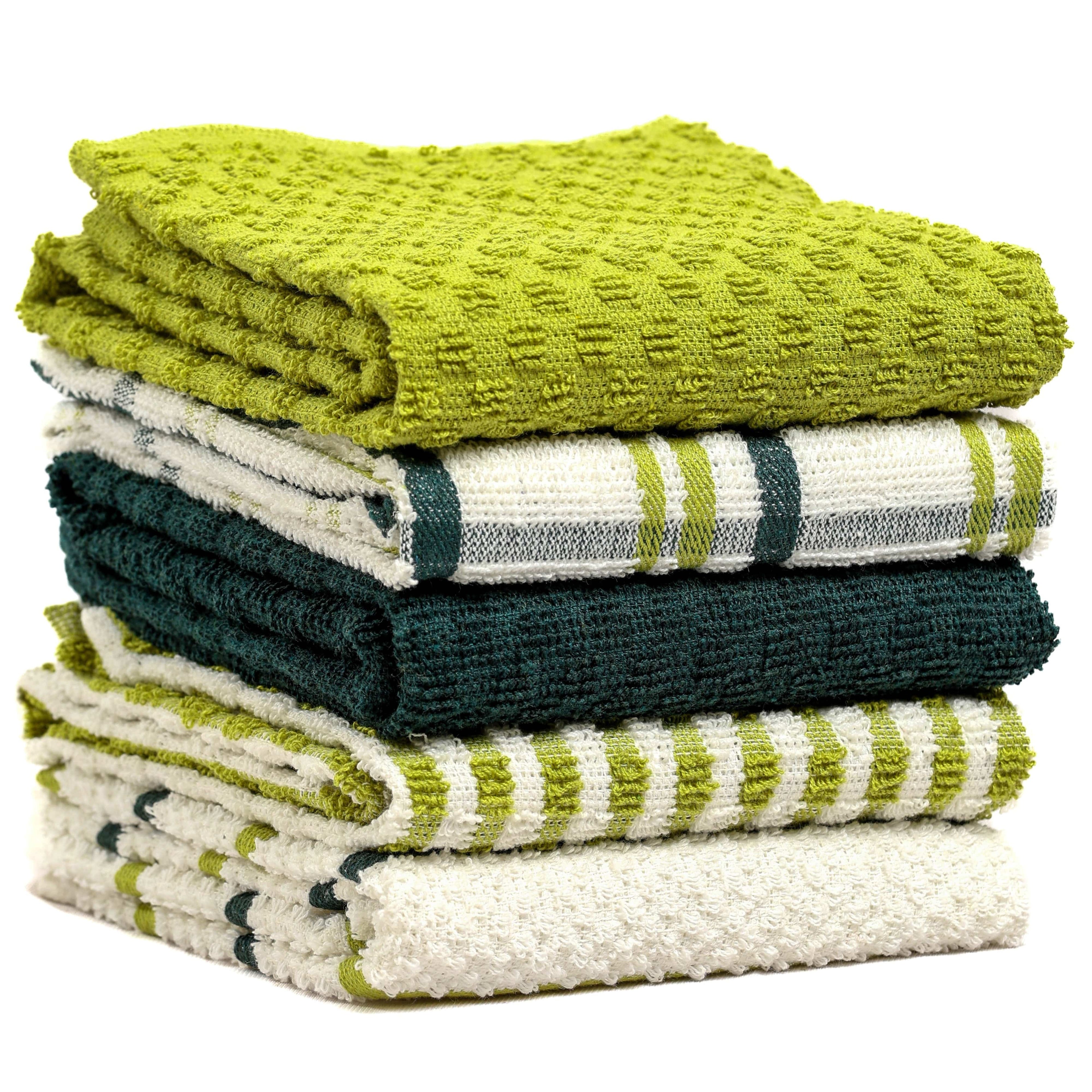 5 Pack Super Absorbent Check Quick Drying Cotton Terry Kitchen Tea Towels Durable Versatile Dish Towels for Home and Professional Use 45cm x 65cm by OLIVIA ROCCO