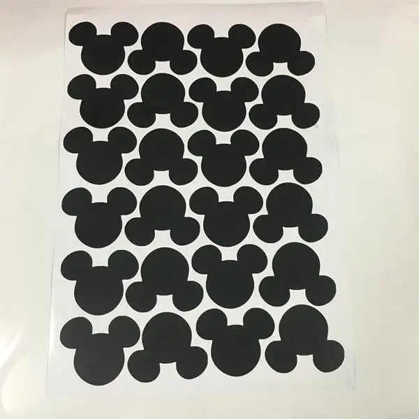 24pcs Cartoon Mouse Head Wall Sticker For Kids Baby Rooms Home Decor Glass Bottle Kitchen Label Peel & Stick Removable Wallpaper
