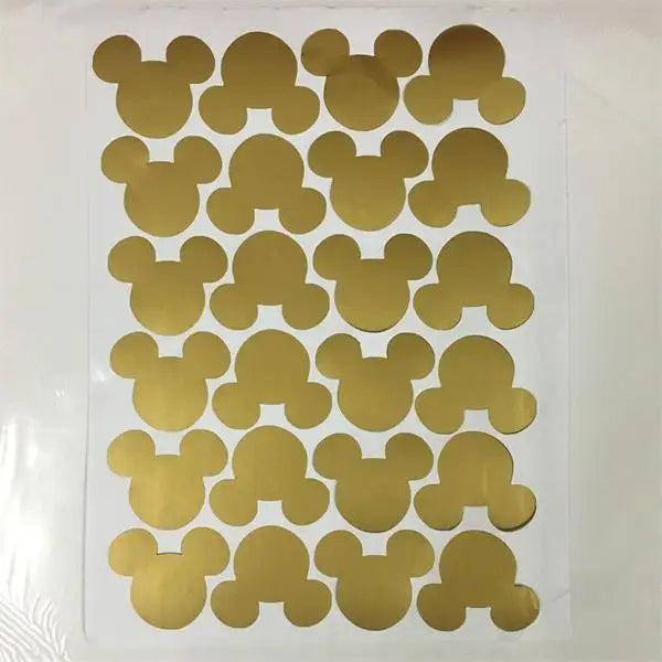 24pcs Cartoon Mouse Head Wall Sticker For Kids Baby Rooms Home Decor Glass Bottle Kitchen Label Peel & Stick Removable Wallpaper