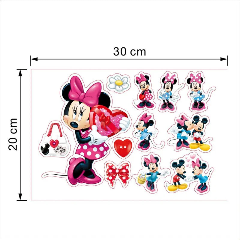 Cartoon Mickey Minnie Mouse baby home decals wall stickers for kids room baby bedroom wall art nursery amusement park DIY poster