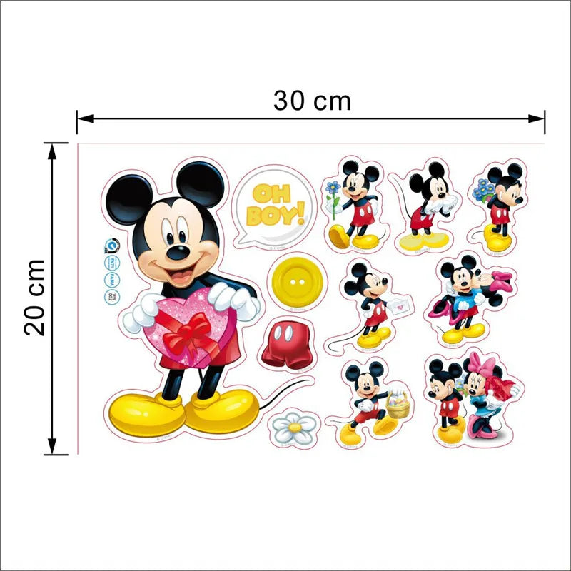 Cartoon Mickey Minnie Mouse baby home decals wall stickers for kids room baby bedroom wall art nursery amusement park DIY poster