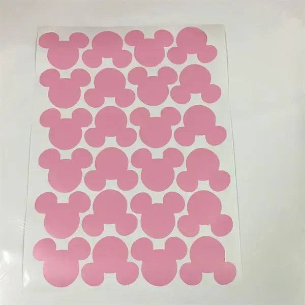 24pcs Cartoon Mouse Head Wall Sticker For Kids Baby Rooms Home Decor Glass Bottle Kitchen Label Peel & Stick Removable Wallpaper