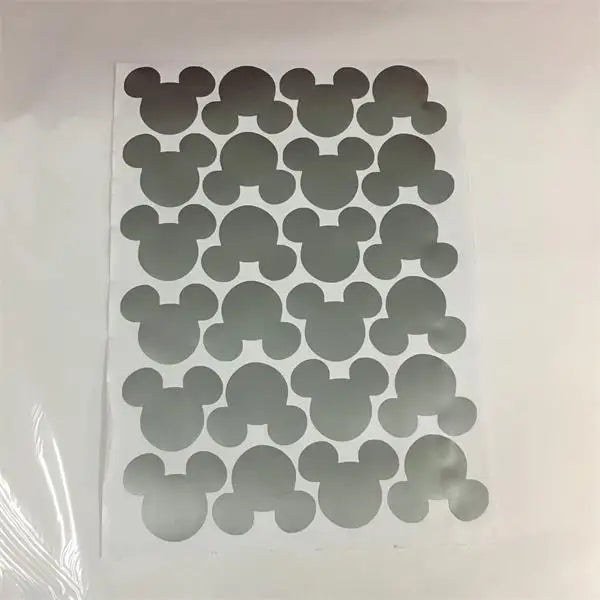 24pcs Cartoon Mouse Head Wall Sticker For Kids Baby Rooms Home Decor Glass Bottle Kitchen Label Peel & Stick Removable Wallpaper
