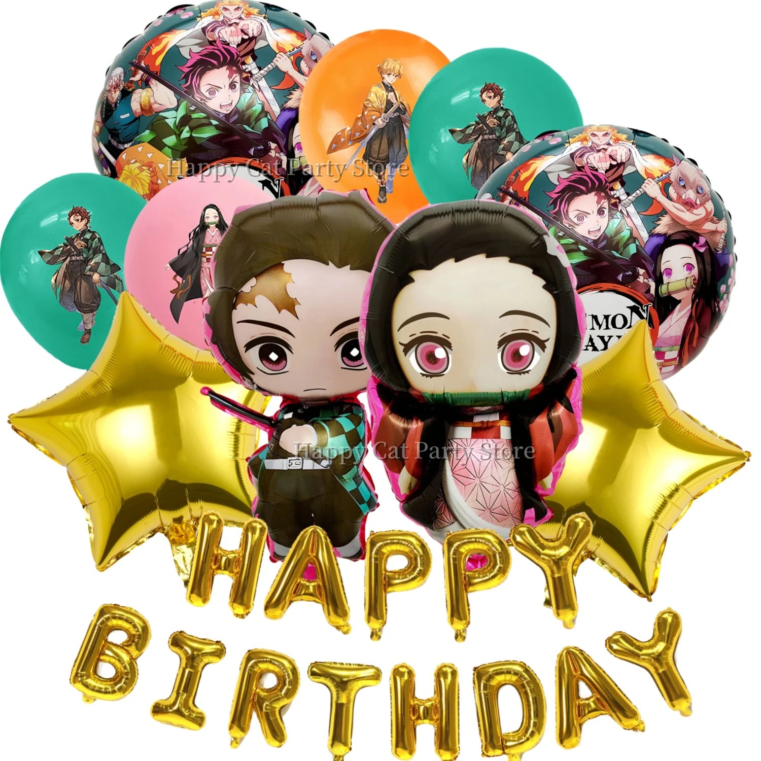 Demon Slayer Balloon Set Happy Birthday Banner Party Decor Kimetsu No Yaiba Latex Balloon Baby Shower kids Favors Gift Supplies