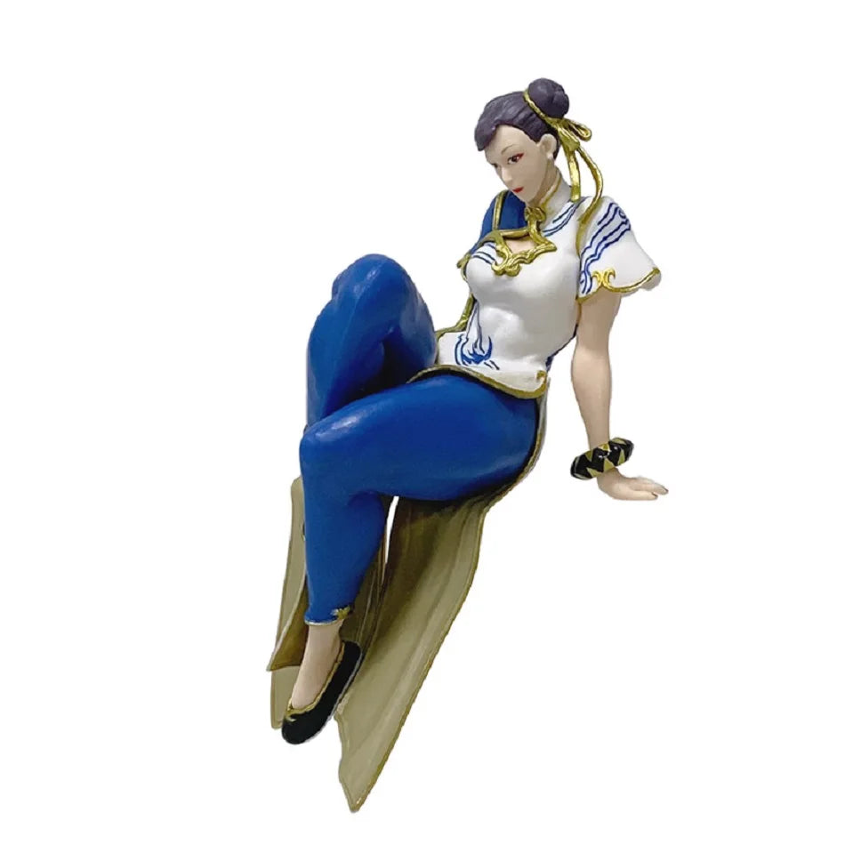 14cm Anime Game Street Fighter Figure Ryu Chun-Li  Action Figure Sitting Posture Figurine Decor PVC Model Fans Collection Toys