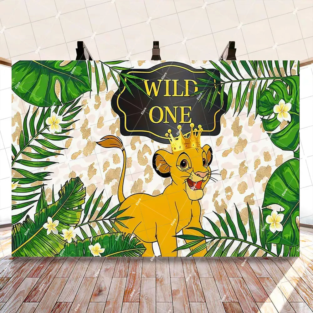 Disney Cartoon Lion King Simba Theme Kids Birthday Party Forest Jungle Safari Baby Shower Photography Backdrop Custom Banner