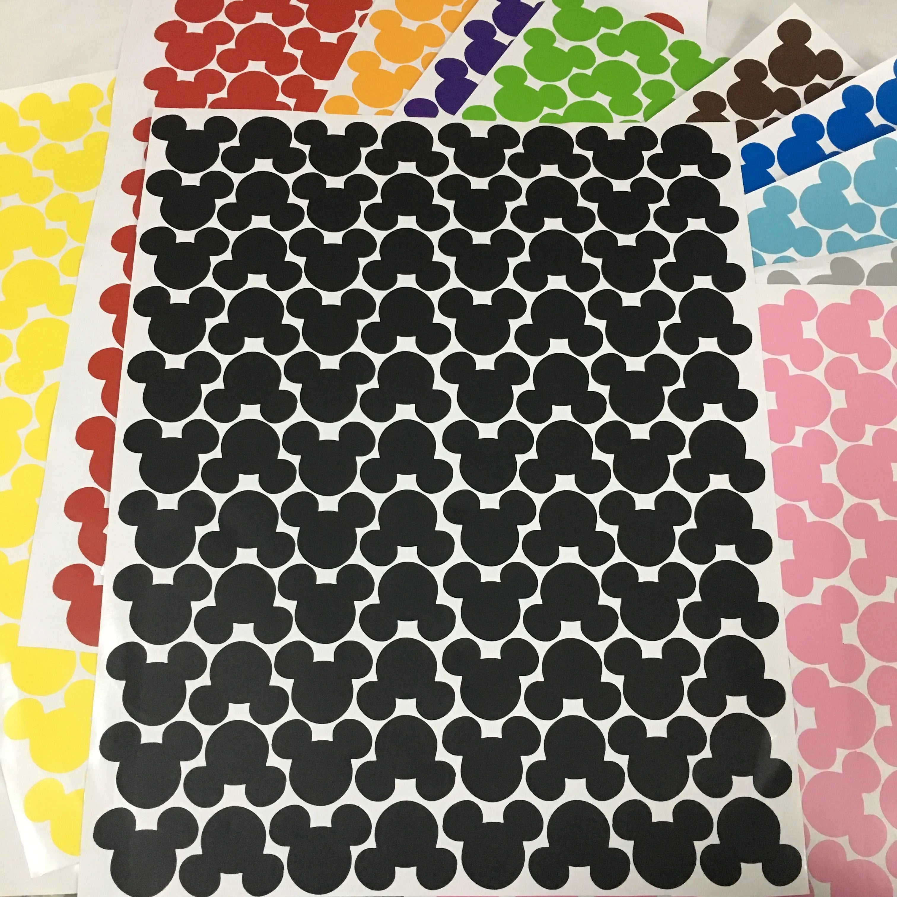 88pcs/set Cartoon Mouse Head Wall Sticker For Kids Rooms Home Decor Glass Bottle Kitchen Label Adhesive Stickers Art Wallpaper