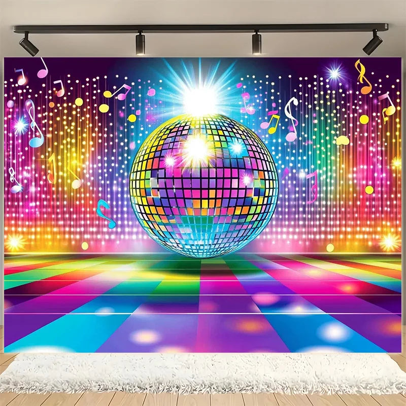1 retro disco ball background, hip-hop party banner, suitable for birthdays, weddings, photos, videos, live events