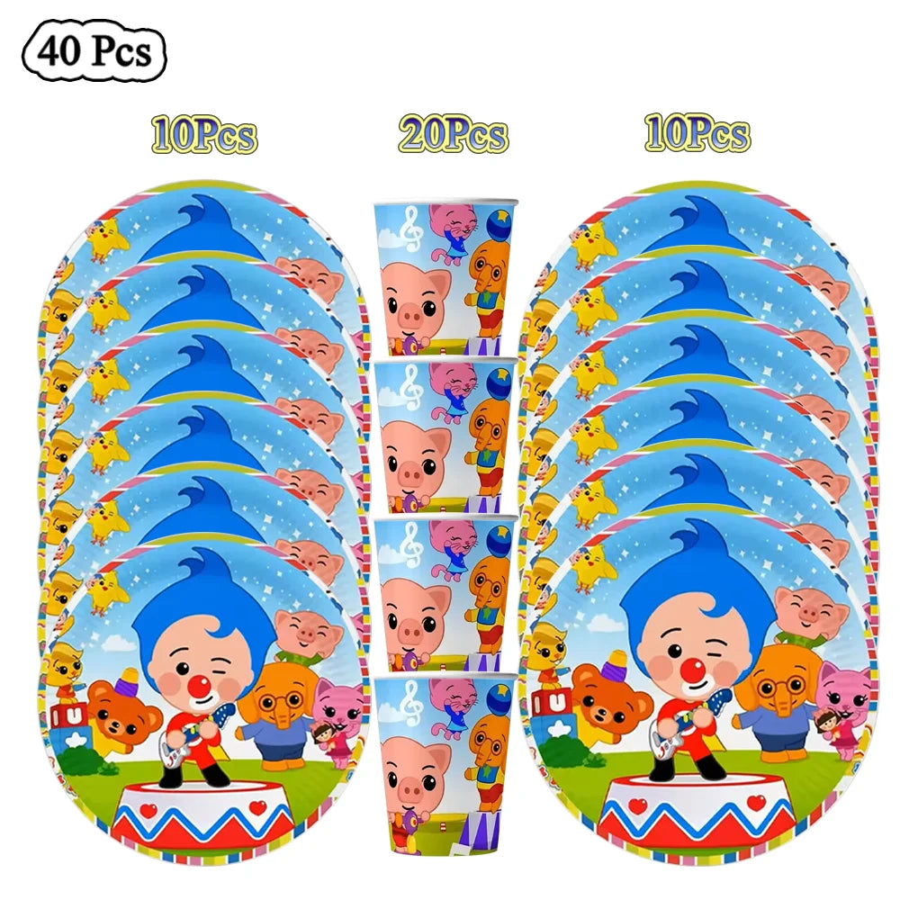 Circus Birthday Party Decor Set Clown Balloons Disposable Tableware Tablecloth Cup Kids Boy Party Supplies Baby Shower Gifts