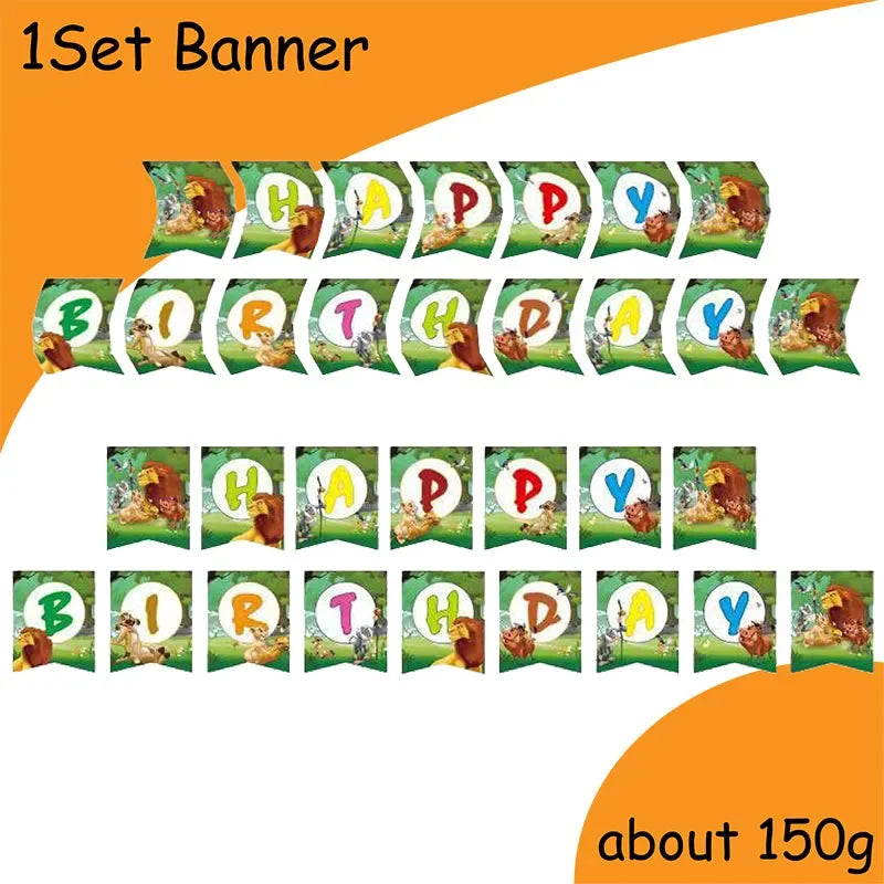Disney Lion King Graduation Theme Decorations Lion King Backdrop Disposable Tableware Baby Shower Kids Party Supplies Gift