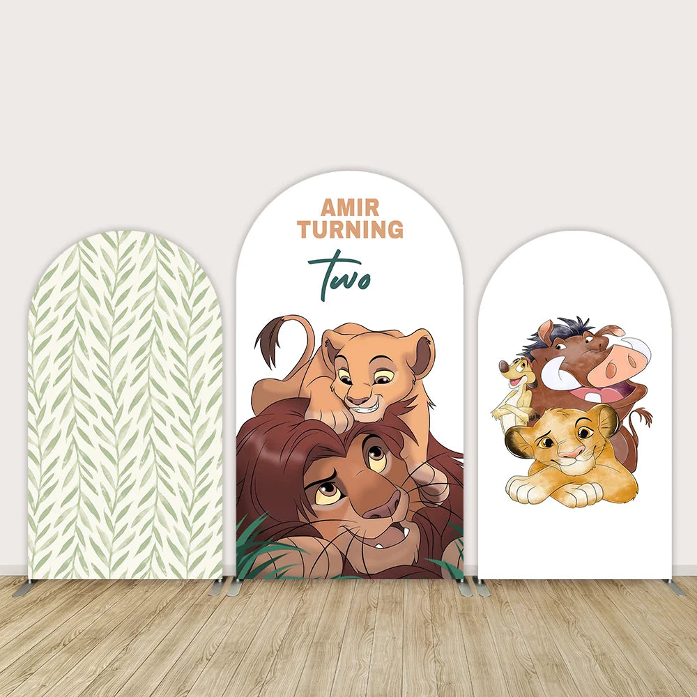 Cartoon Lion King Simba Baby Shower Arch Wall Panels Backdrop Party Supplies Boy Birthday Banner Decors Safari Jungle Background