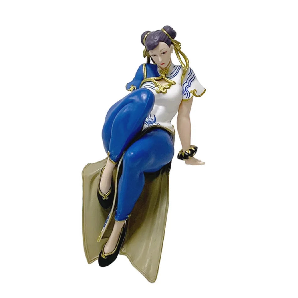 14cm Anime Game Street Fighter Figure Ryu Chun-Li  Action Figure Sitting Posture Figurine Decor PVC Model Fans Collection Toys