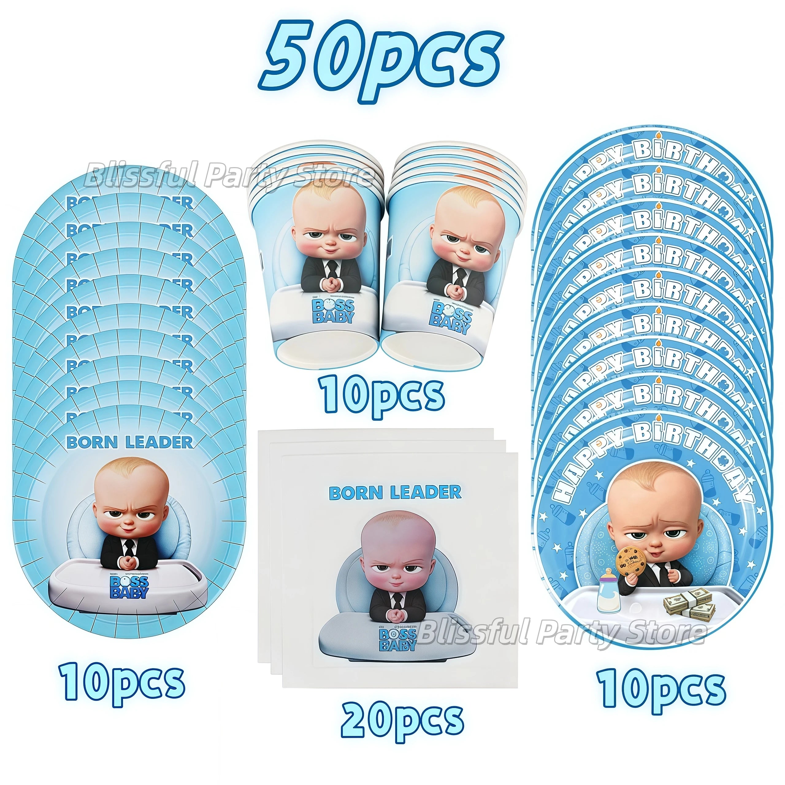 Cartoon Bossed Baby Theme Newborn 1st Birthday Party Decor Disposable Tableware Background Balloon Kid Baby Shower Supplies Gift