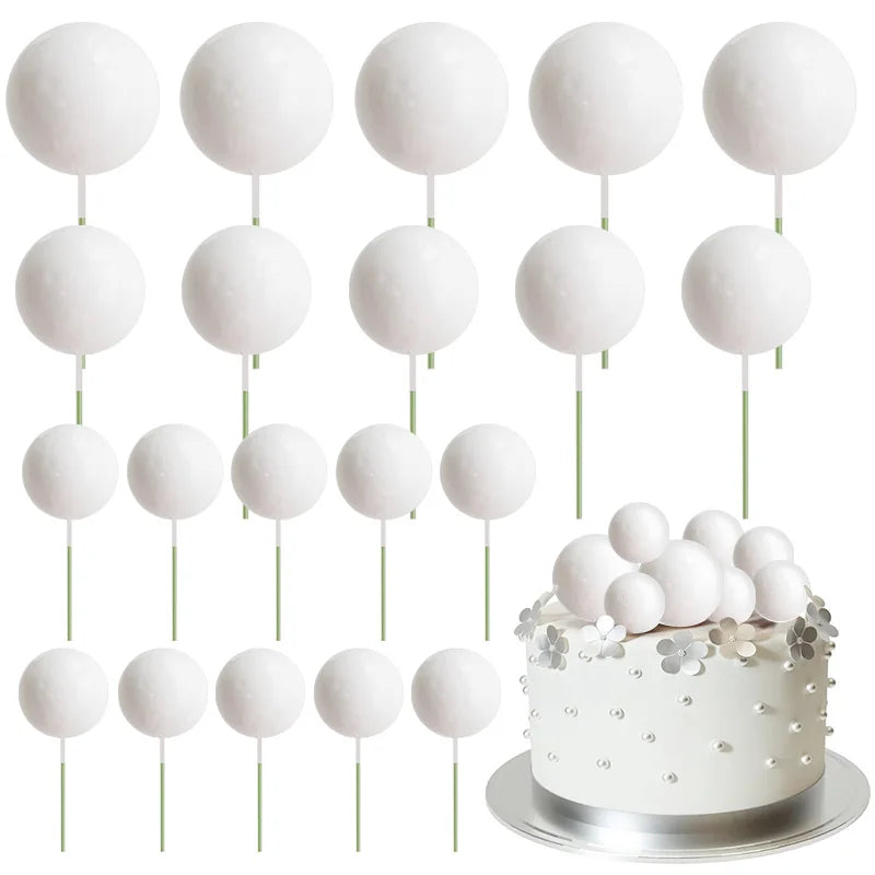 20Pcs Colorful Balls Cake Topper Mini Balloons Cupcake Insert Sticks for Wedding Birthday Party Cake DIY Decoration Baby Shower