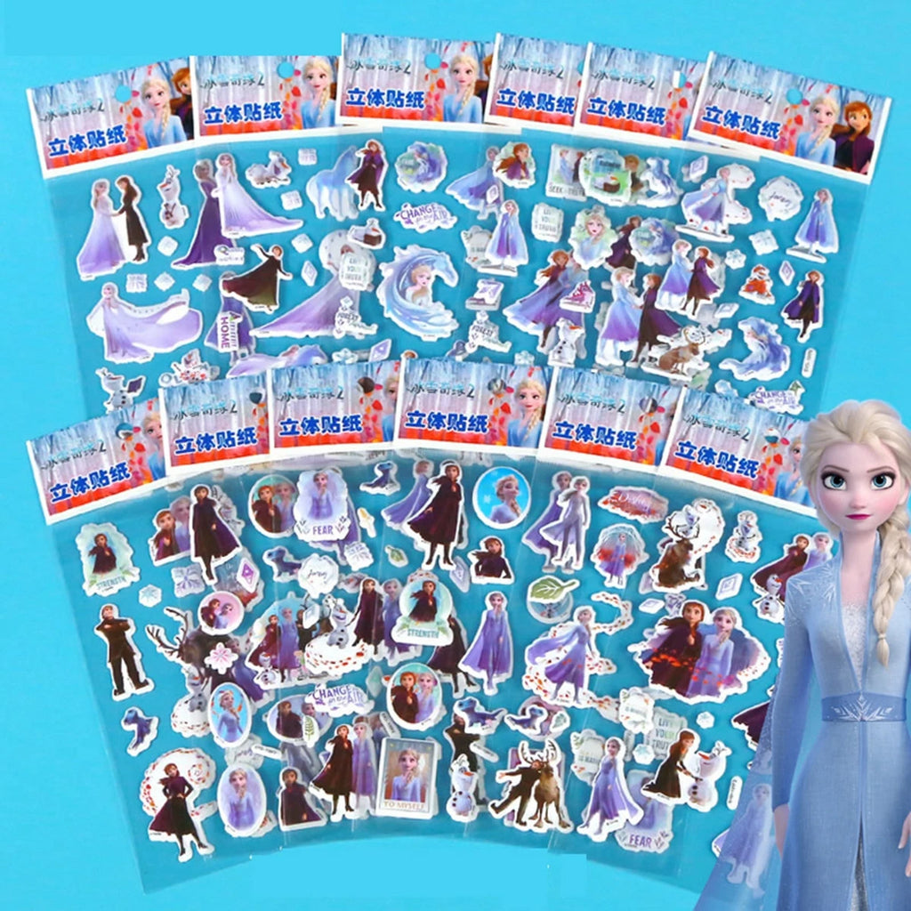 12pcs Sticker Different 3D Puffy Bulk Stickers Cartoon Movie Anime Frozen Sofia Mickey Minnie Princess Kids Girl Toy Gift
