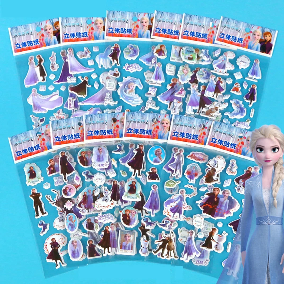 12pcs Sticker Different 3D Puffy Bulk Stickers Cartoon Movie Anime Frozen Sofia Mickey Minnie Princess Kids Girl Toy Gift