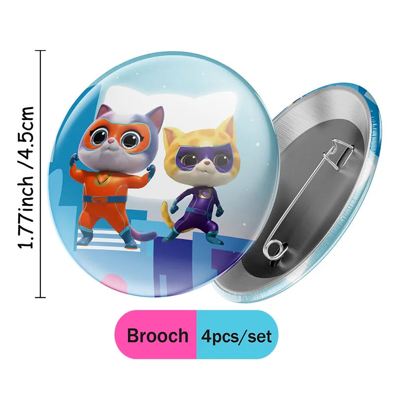 Cartoon Superkitties Birthday Party Baptism Disposable Tableware Brooch Spiral Paper Straw Party Supplie Decorate Packing