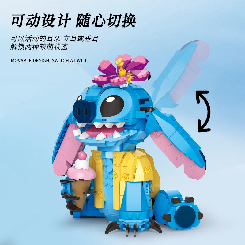2026 Disney New 784pcs Stitch Angel Compatible Building Blocks Bricks Stitch DIY Toys Girl Boy Birthday Christmas Gift Toys