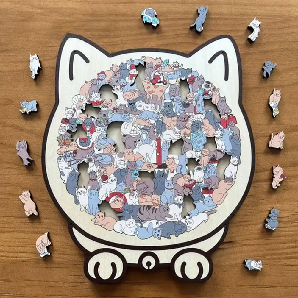 75 Piece Cat Shaped Wooden Puzzle DIY Animal Shape Wood Puzzle For Cats Lovers Home Decor Toys