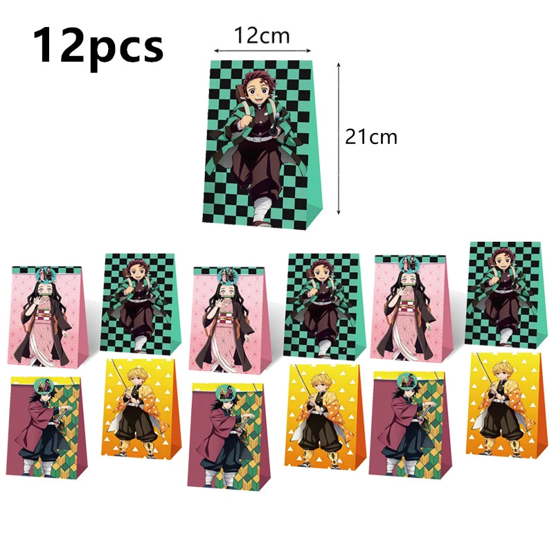 Demoned Slayered Kimetsu No Yaiba Balloon Happy Birthday Banner Party Decoration Disposable Tableware Background Toy Ballon