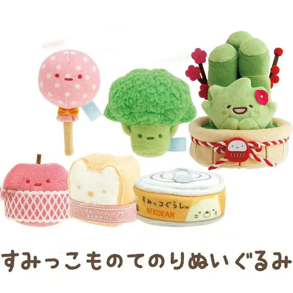 Cute Sumikkogurashi Plush Keychain Potted Plant Vegetable Kawaii AppleToast Soft Stuffed Broccoli Keychain Accessorie Gifts