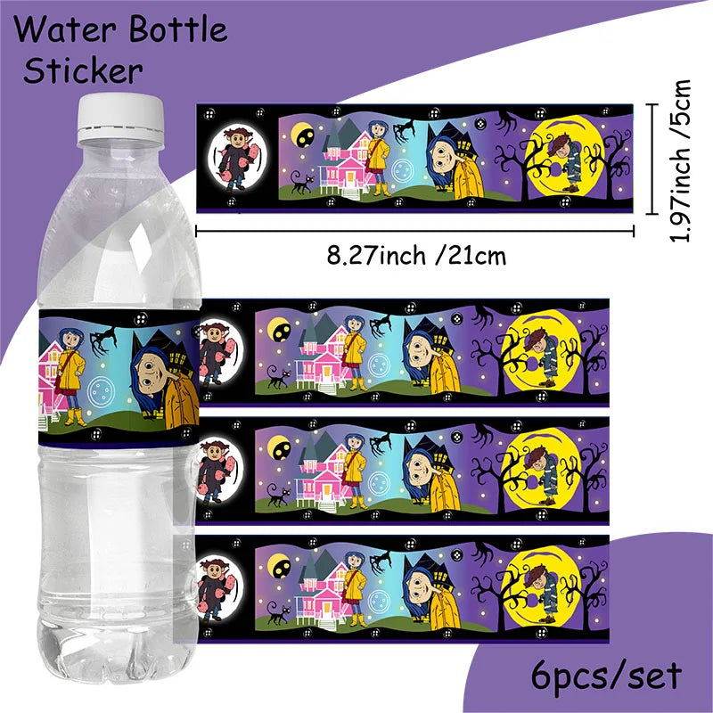 Coraline Birthday Party Decoration Disposable Set Tableware Plate Honeycomb  straws Cake Napkins Toppers for Kid Shower Supplies