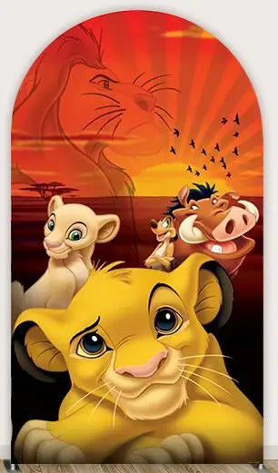 Cartoon Lion King Simba Baby Shower Arch Wall Panels Backdrop Party Supplies Boy Birthday Banner Decors Safari Jungle Background