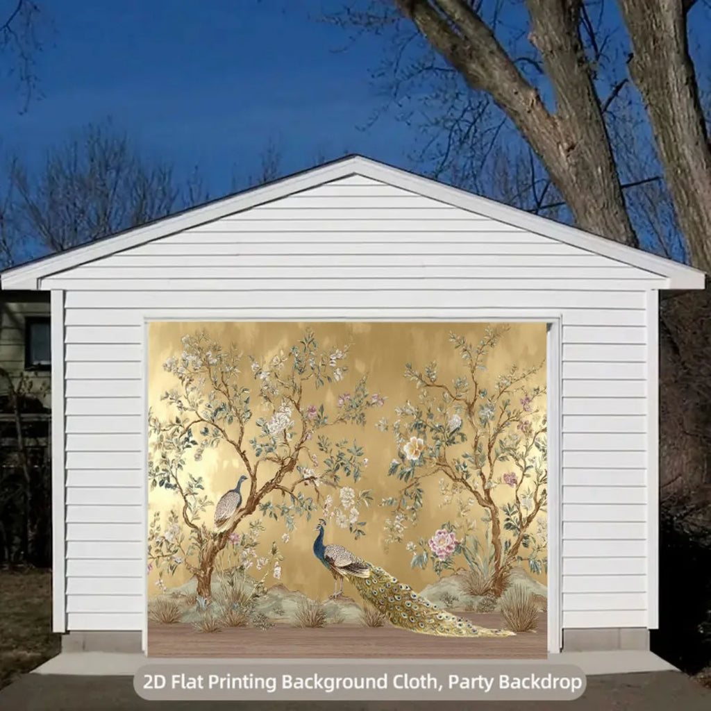 1 piece of Elegant Peacock Backdrop Fabric - Oversized Photography Wall Decor with Gold Background