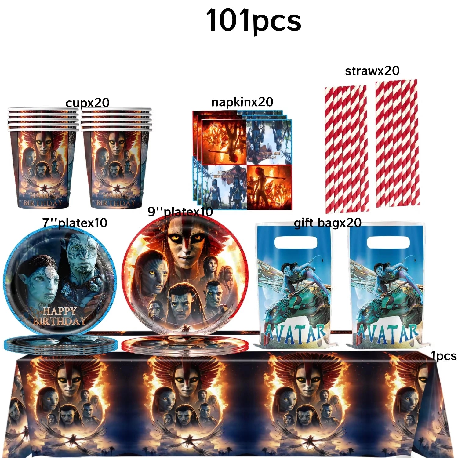 Avatar 3 Balloon Birthday Party Decoration Tableware Cup Plate Tablecloth Banner Background Gift Bag Baby Shower Supplies Gift