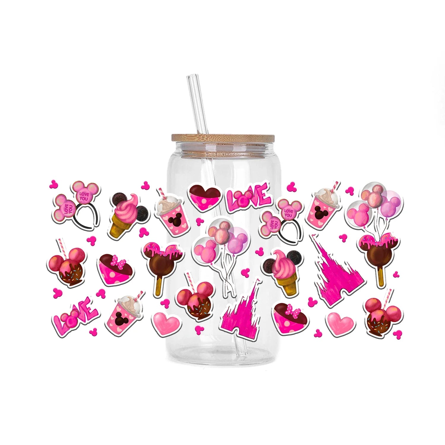 30 Style XOXO Happy Valentine Mickey Family UV Sticker DIY Decals 3D transfers uvdtf stickers 16oz uv dtf cup wraps