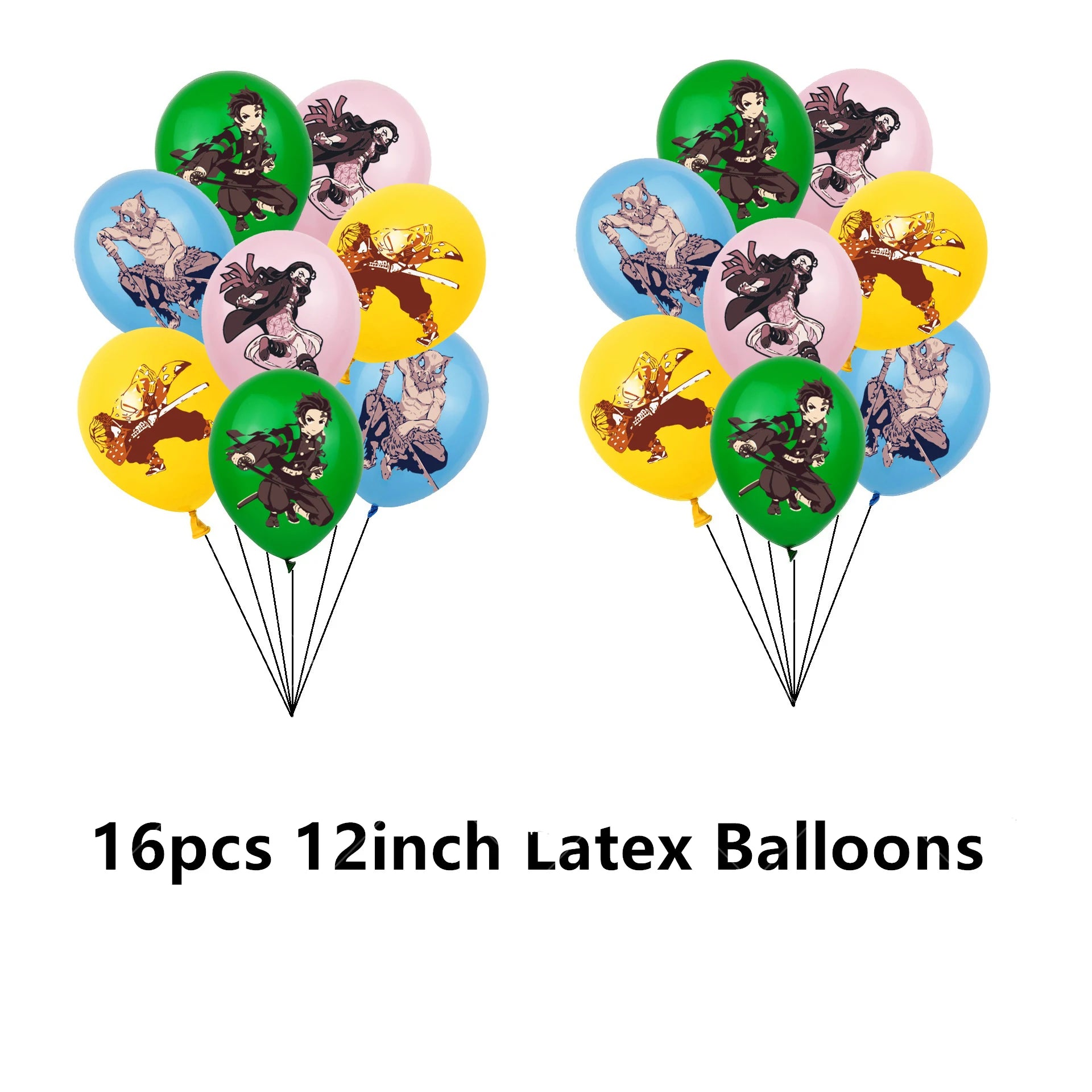Demoned Slayered Kimetsu No Yaiba Balloon Happy Birthday Banner Party Decoration Disposable Tableware Background Toy Ballon