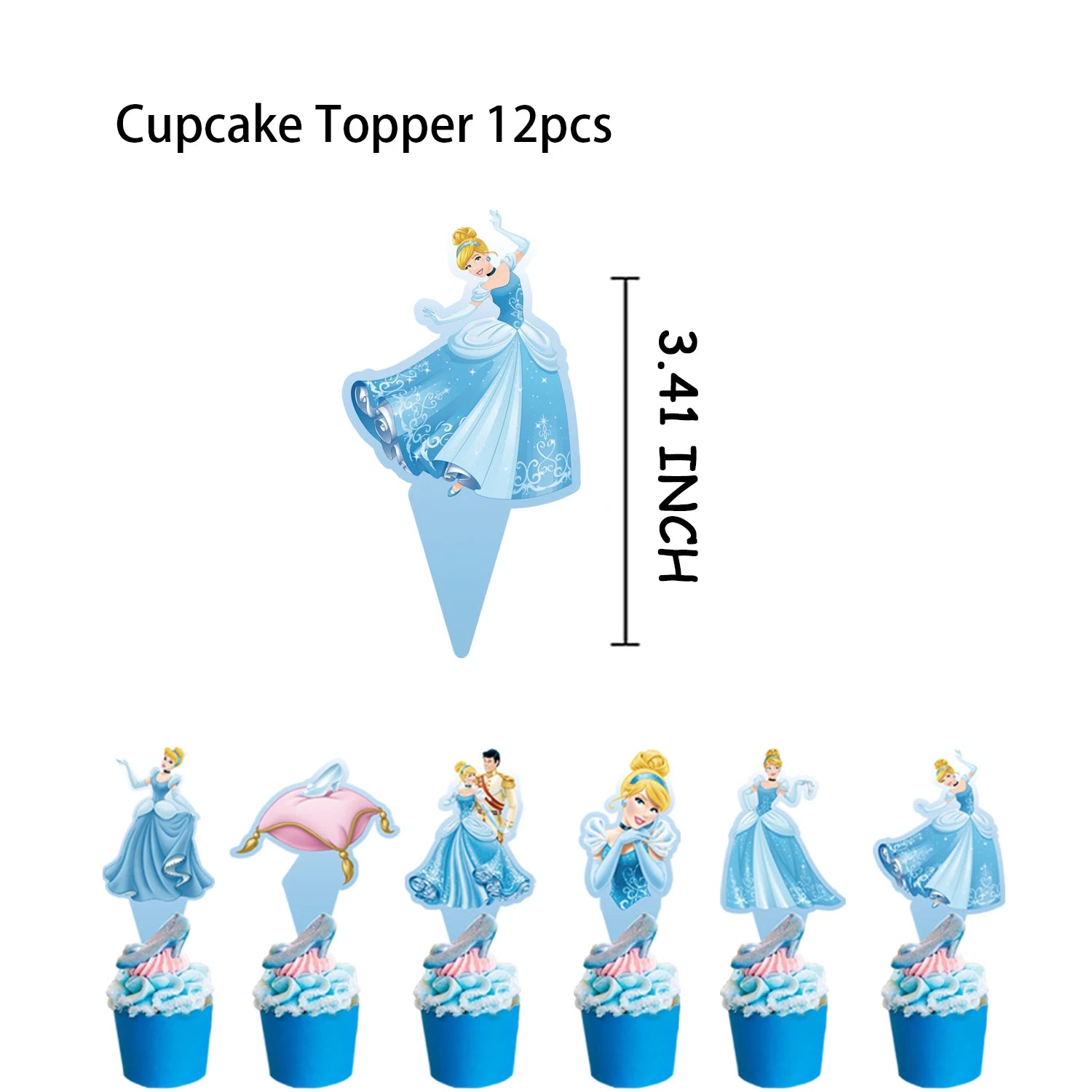 Disney Cinderella Theme Party Supplies Girls Birthday Decoration Tableware Set Paper Cup Plate Tablecloth Balloon Baby Shower