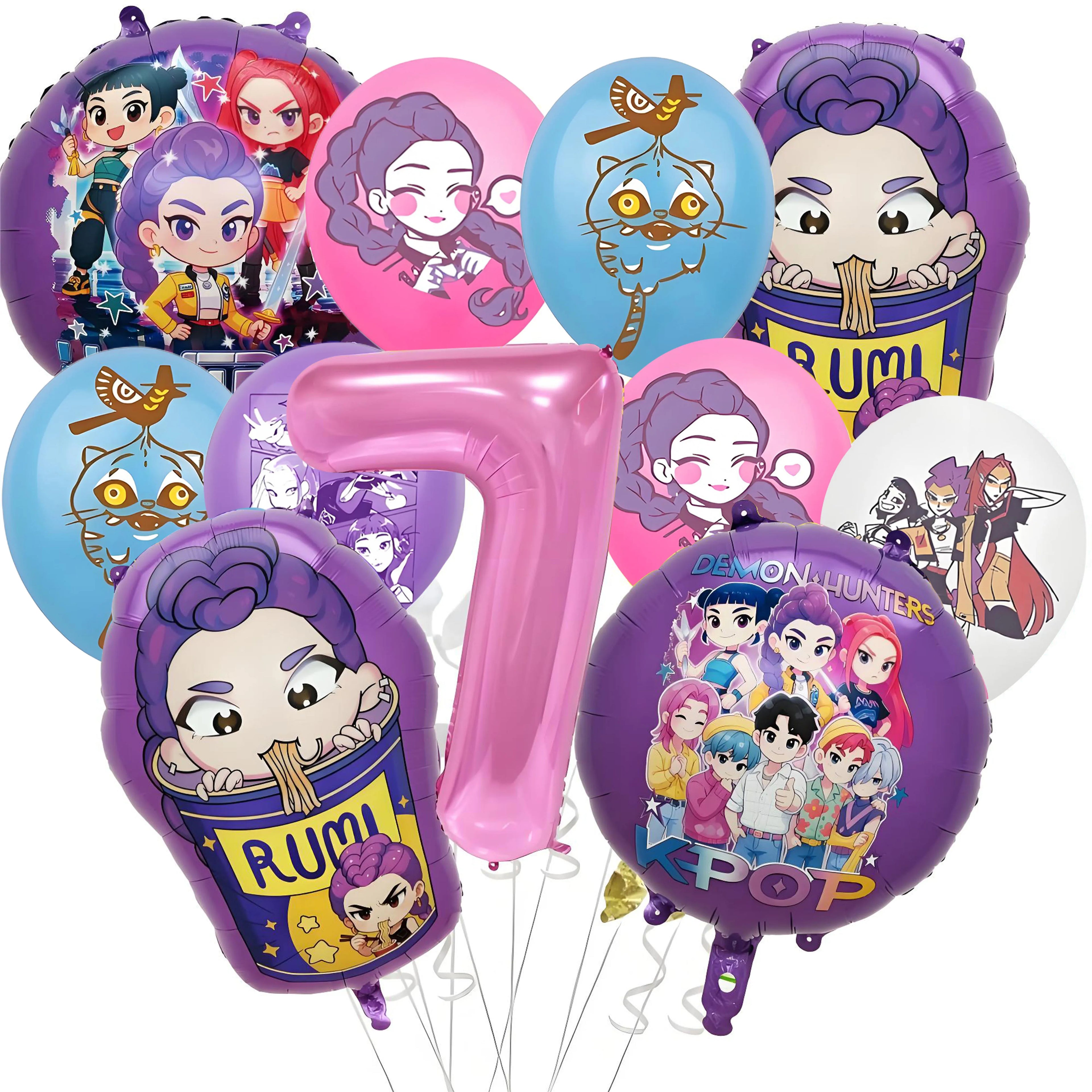 Demon Hunter Birthday Party Supplies Favors Kids Surprise Goody Bags Fillers Balloons Banner for Girls K-pop Anime Cosplay Party