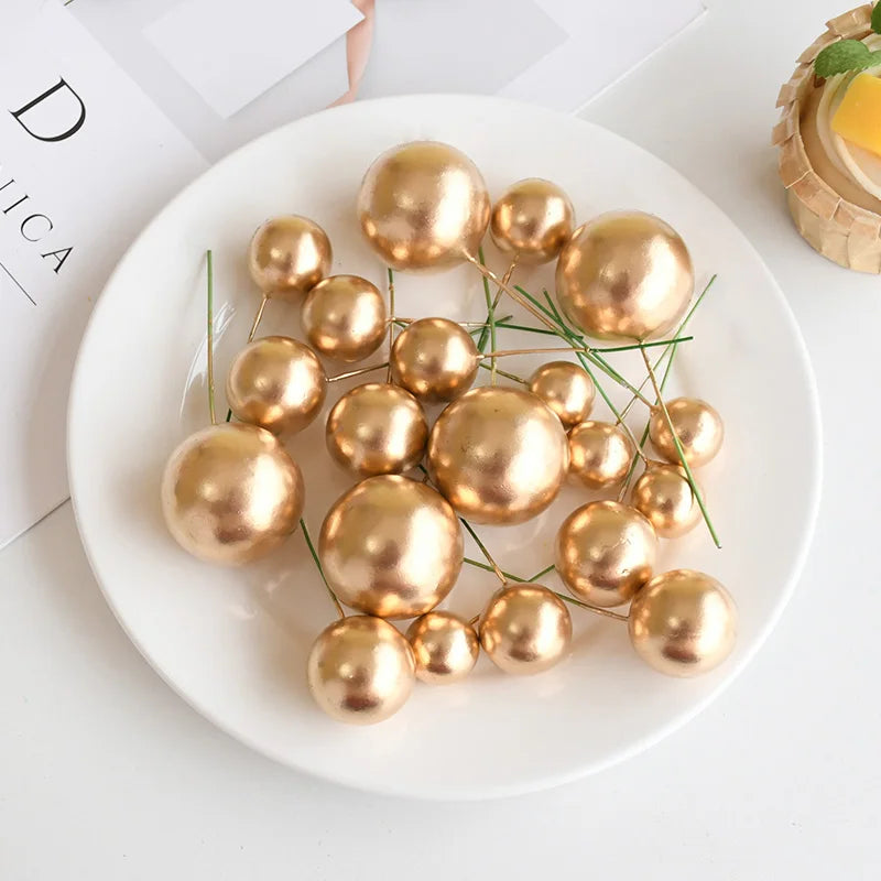 20Pcs Colorful Balls Cake Topper Mini Balloons Cupcake Insert Sticks for Wedding Birthday Party Cake DIY Decoration Baby Shower