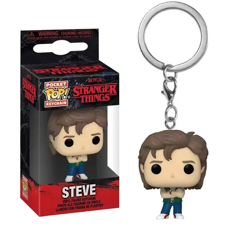 Funko Pop Pocket Keychain Eleven Robin Steve Dustin Key Ring Demogorgon Chain Model Carvinal Adults Children Toy Gift