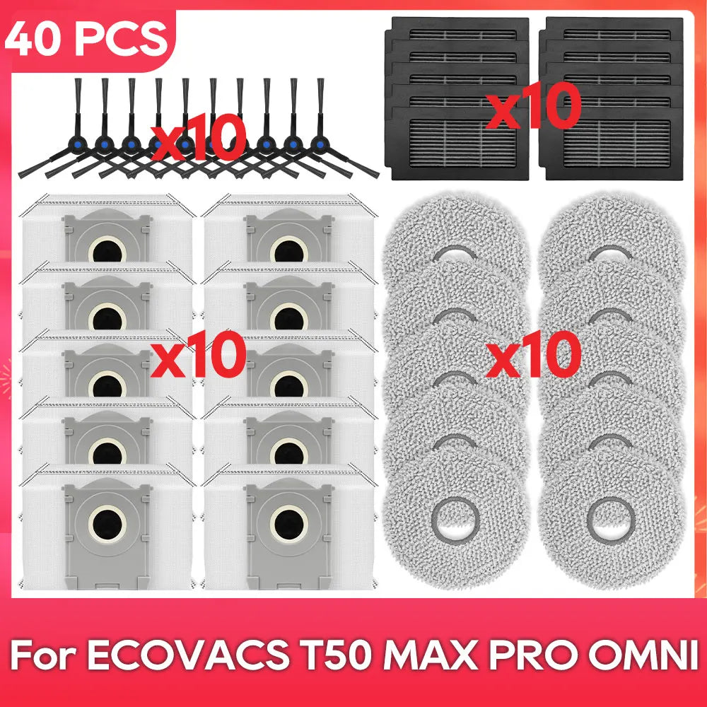 Compatible For ( ECOVACS T50 MAX PRO OMNI ) Replacement Parts Accessories Main Side Brush Mop Cloth Dust Bag Hepa Filter