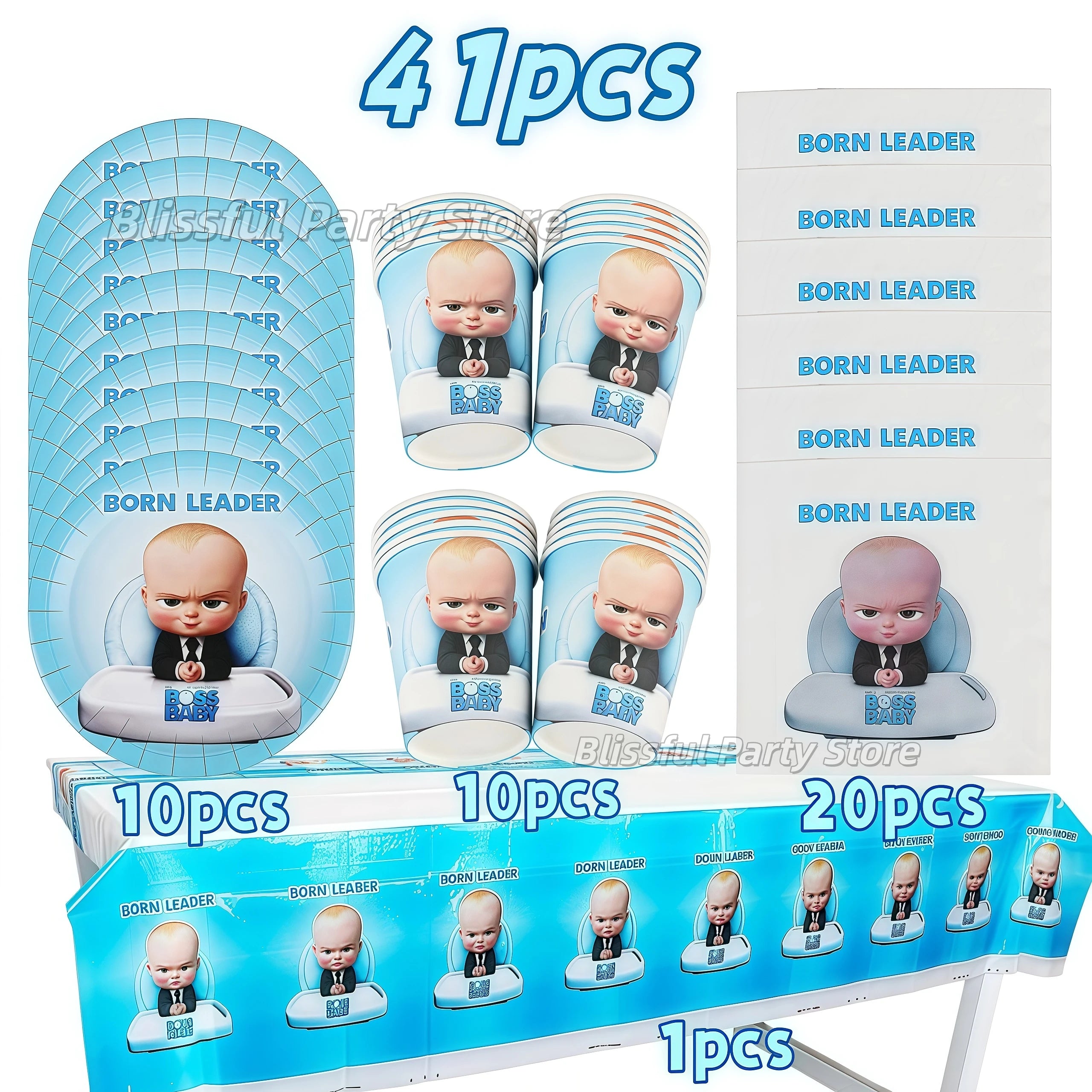Cartoon Bossed Baby Theme Newborn 1st Birthday Party Decor Disposable Tableware Background Balloon Kid Baby Shower Supplies Gift