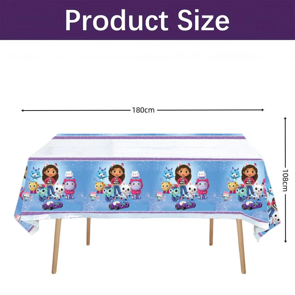 Gabby Dollhouse Tablecloth Birthday Party Decoration Gabby Disposable Table Cloth Table Cover Baby Shower Kids Party Supplies ﻿