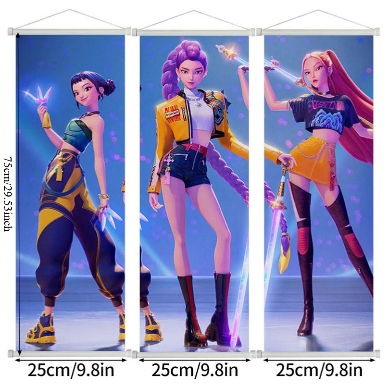 Demon Hunters Birthday Balloons Huntrix Birthday Kpop Warriors Balloons Birthday Backdrop Cloth Kpop Birthday Decor Accessiories