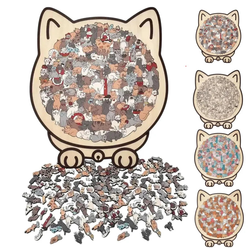 75 Piece Cat Shaped Wooden Puzzle DIY Animal Shape Wood Puzzle For Cats Lovers Home Decor Toys