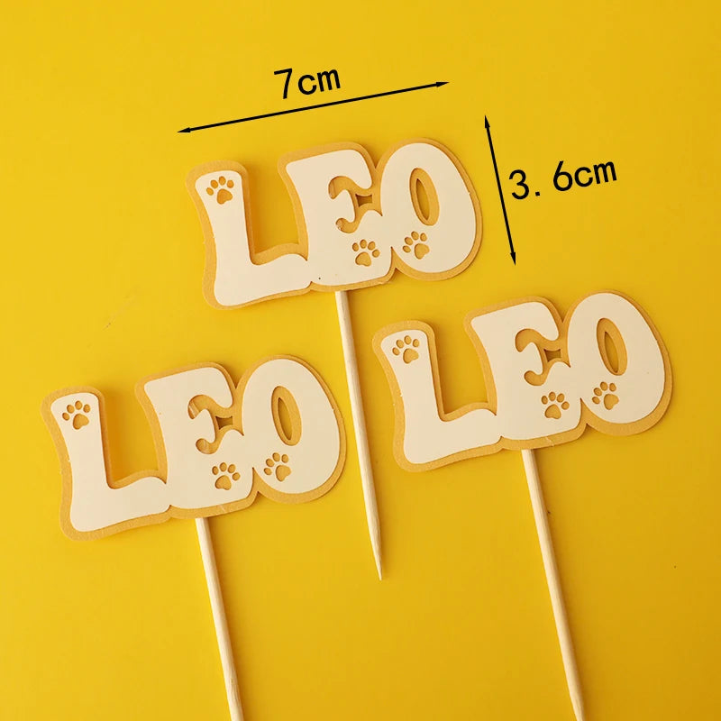 Baby Show Constellation Animal Leo Lion Happy Birthday Cake Topper Yellow Balloon Trees for Cake Decorating Party Supplies Gifts