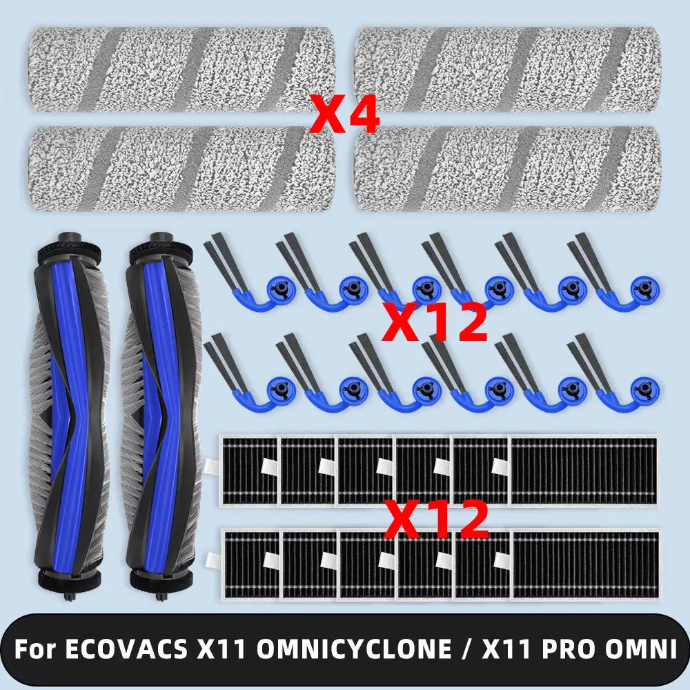Compatible For ( ECOVACS DEEBOOT X11 OMNICYCLONE / X11 PRO OMNI ) Spare Parts Accessories Main Side Brush HEPA Filter Roller Mop