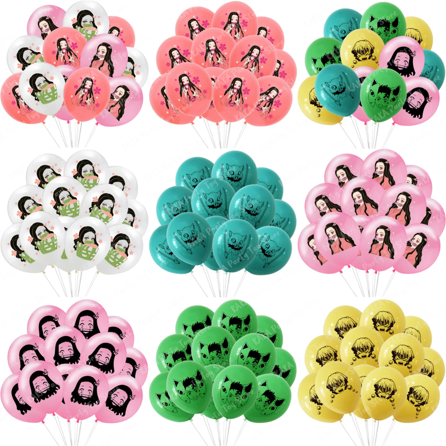 12/24Pcs Anime Demon Slayer Balloon Cartoon Kamado Tanjirou Nezuko Latex Balloons For Kids Birthday Party Dcorations Gift Toys