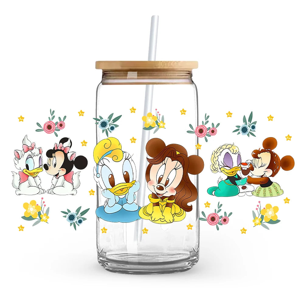 Cartoon Cute Princess Mickey Minnie Stitch Vinyl Sticker For Clothes Iron On Transfer Applique Decor Washable Fusible Patch