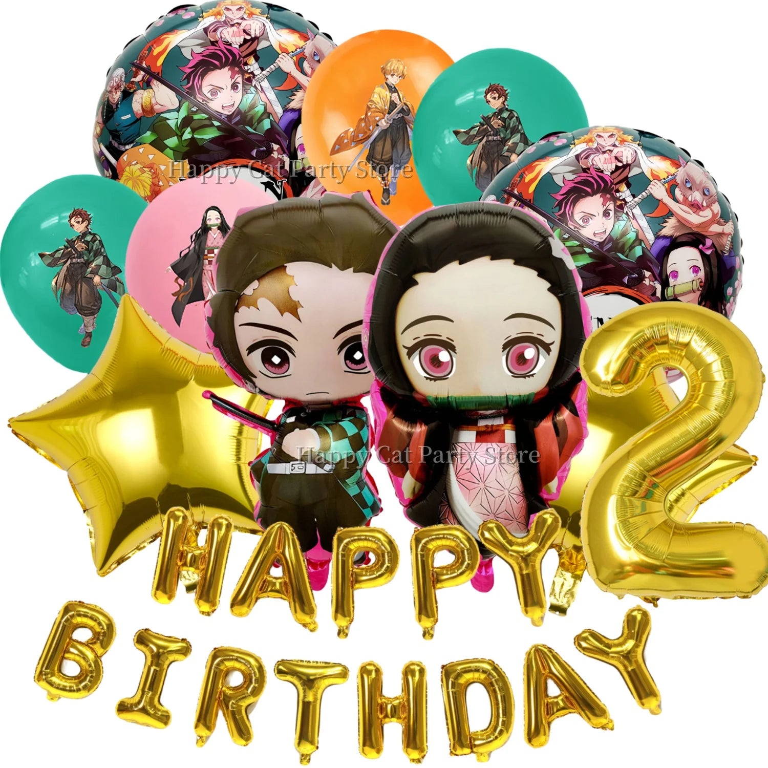 Demon Slayer Balloon Set Happy Birthday Banner Party Decor Kimetsu No Yaiba Latex Balloon Baby Shower kids Favors Gift Supplies