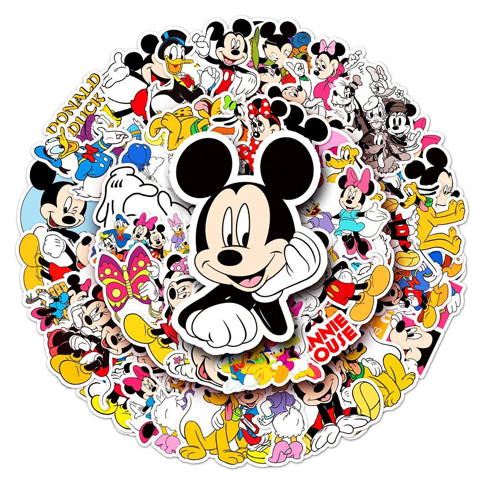 10/30/50PCS Disney Classic Anime Mickey Mouse Stickers Cute Donald Duck Minnie Cartoon Sticker DIY Phone Kids Toy Notebook Decal