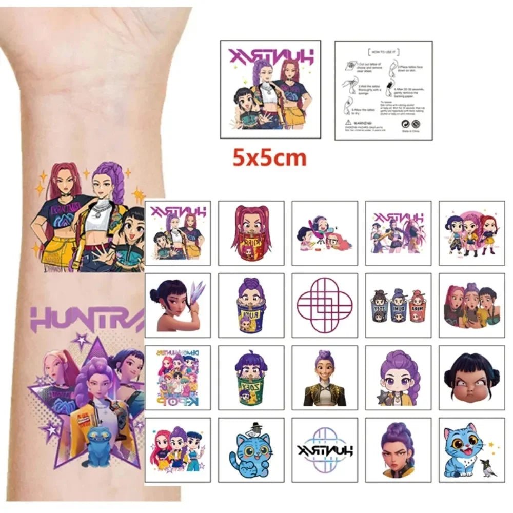 20pcs/set Cartoon Kpop Demon Hunters Temporary Tattoo Sticker Rumi Cute Waterproof Tattoo For Funny Party Gift
