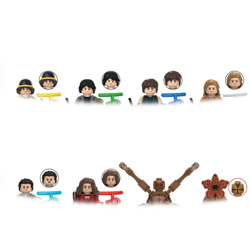 8pcs/set Stranger Dustin Mike Will Steve Eleven Nancy Vecna Demogorgon Building Figure Toys