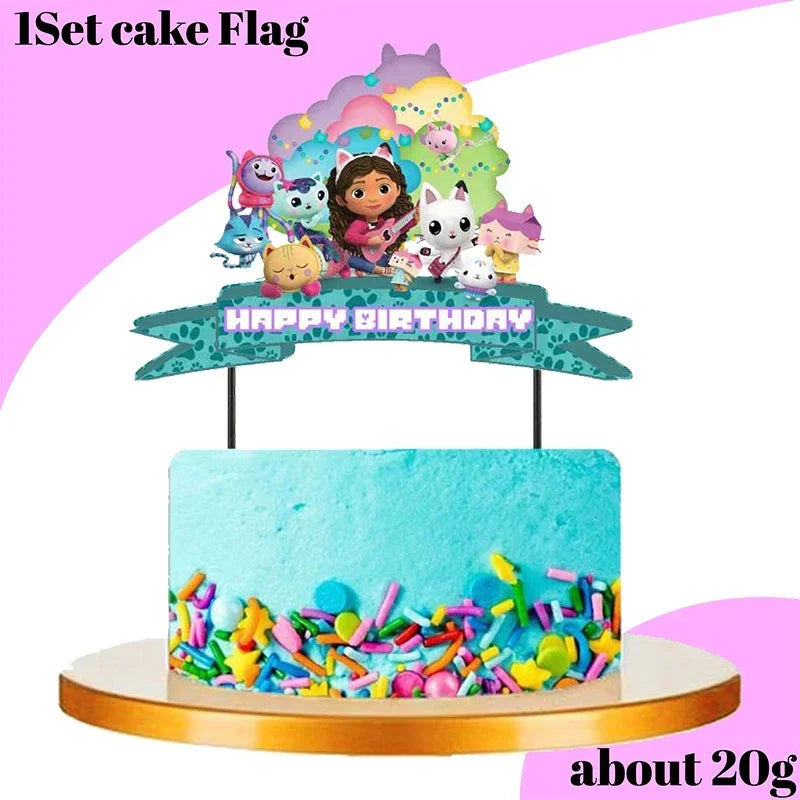 Cartoon Gabby Dollhouse Party Supplies Birthday Party Disposable Tableware Set Paper Plate Cup Napkins Baby Shower Decorations