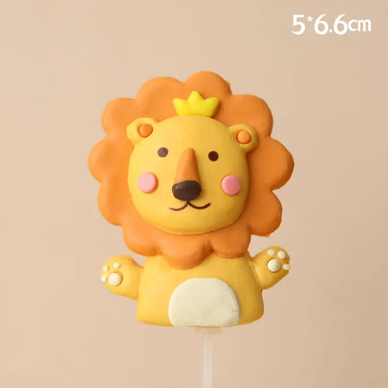 Baby Show Constellation Animal Leo Lion Happy Birthday Cake Topper Yellow Balloon Trees for Cake Decorating Party Supplies Gifts